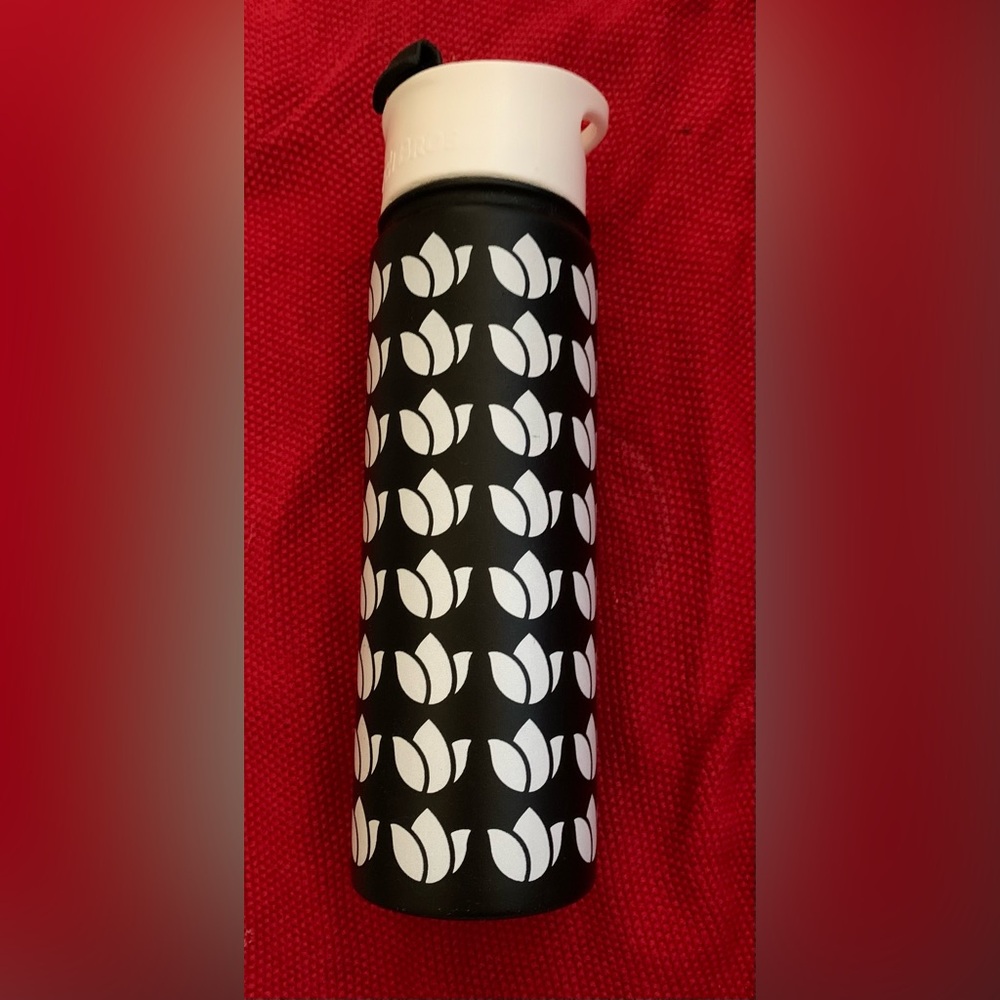 Dutch Bros Black and White Tulip Travel Mug